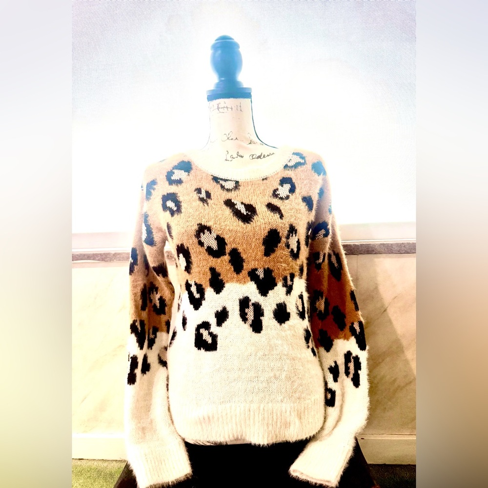 Animal Print Crew Neck Sweater